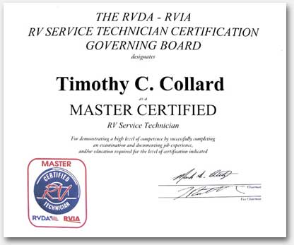 Master Certified RV Technician - Tim Collard